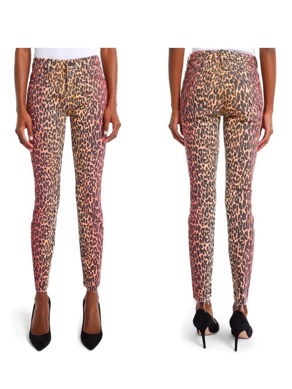 MOTHER High Waisted Looker Fray Ankle Skinny Jeans In Pink Horizon Size 29